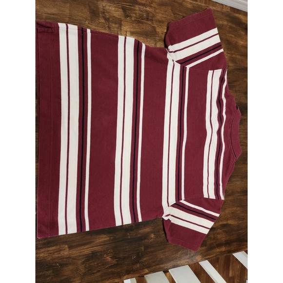 Kani Men's size 2XL Red & White Striped Polo button up Short Sleeve shirt - Picture 8 of 8